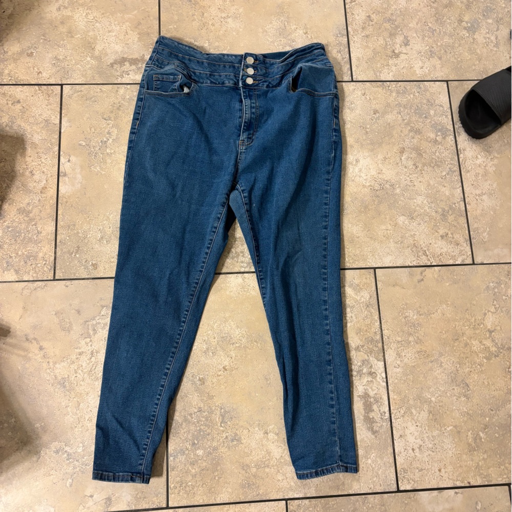 High-Rise Dark Blue Women’s Jeans - Classic Stretch Denim 2X